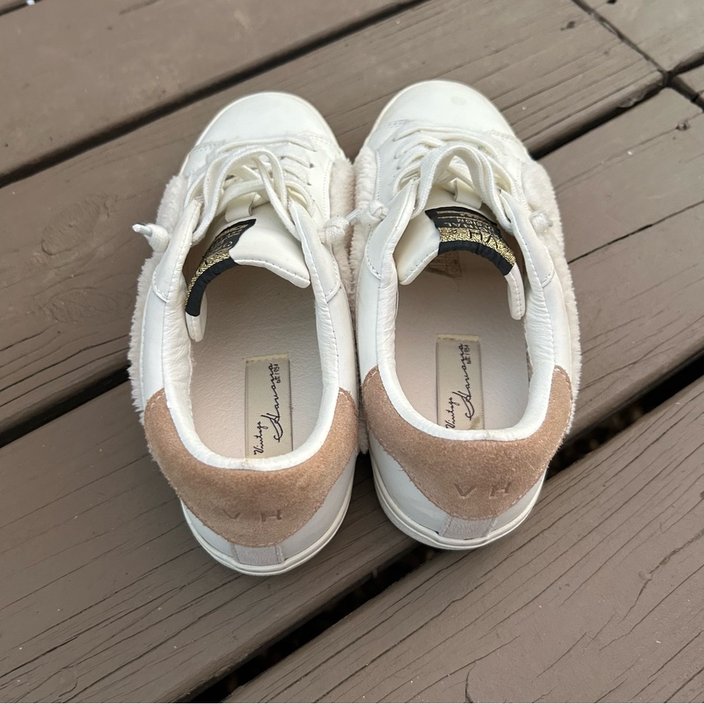 Vintage Havana Leather & Fuzzy Faux Fur “Wren” Ivory Cream Sneakers | Size 8 - Picture 13 of 14